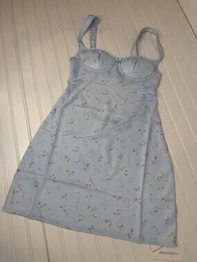 NWT Rumored North Country Midi Dress Blue Forget-Me-Not Cut Out Empire Size L